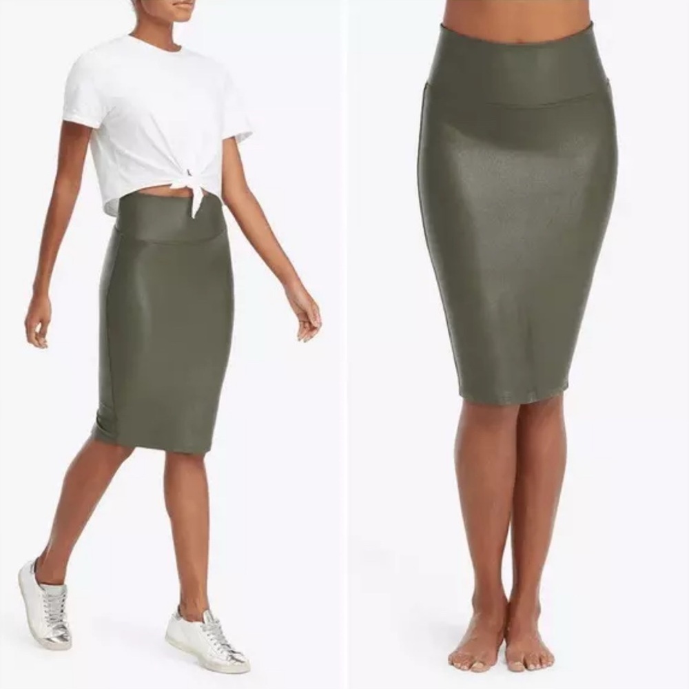SPANX Olive Green High-Waist Pencil Skirt